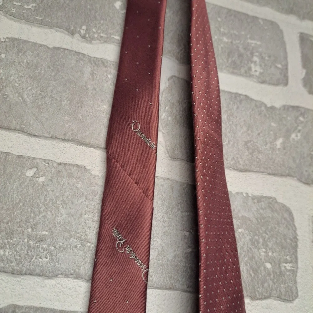 Vintage OSCAR DE LA RENTA Pink Polka Dot‎ Necktie Designer Tie 53